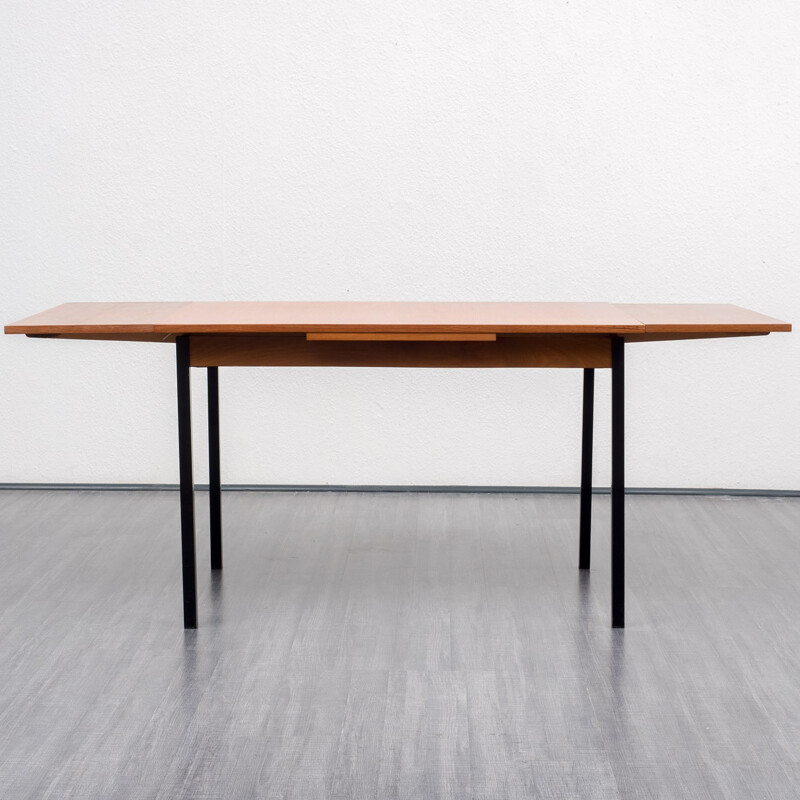 Cubical teak extendible dining table - 1960s