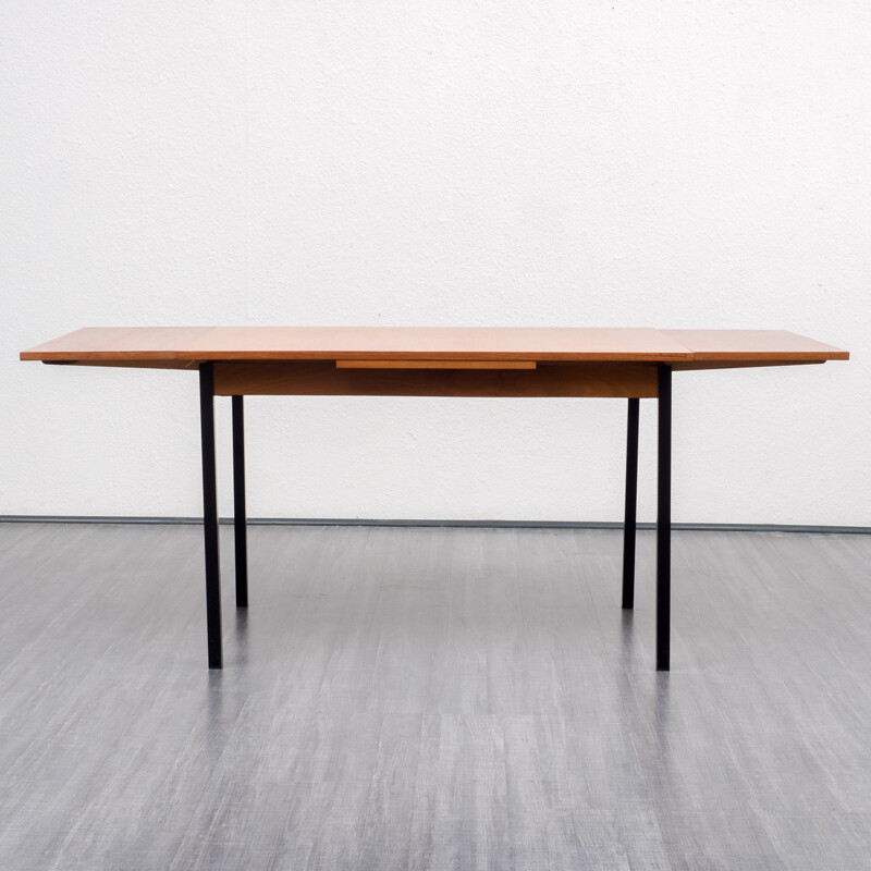 Cubical teak extendible dining table - 1960s