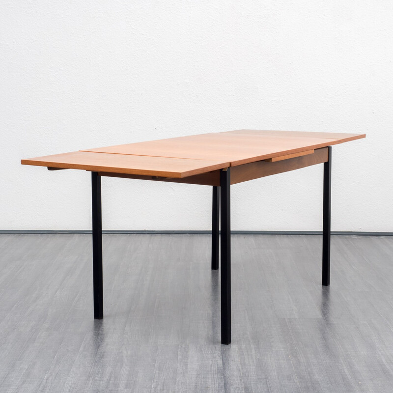 Cubical teak extendible dining table - 1960s