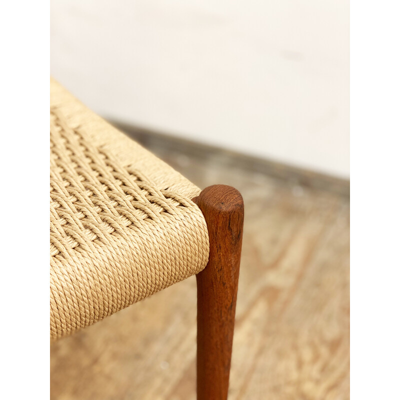 Danish mid-century model 80A stool in teak with paper mesh by Niels O. Møller for Jl Mollers, 1950s