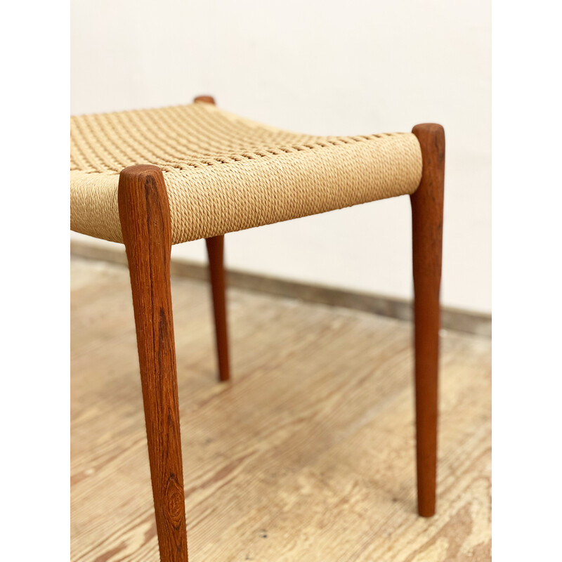 Danish mid-century model 80A stool in teak with paper mesh by Niels O. Møller for Jl Mollers, 1950s