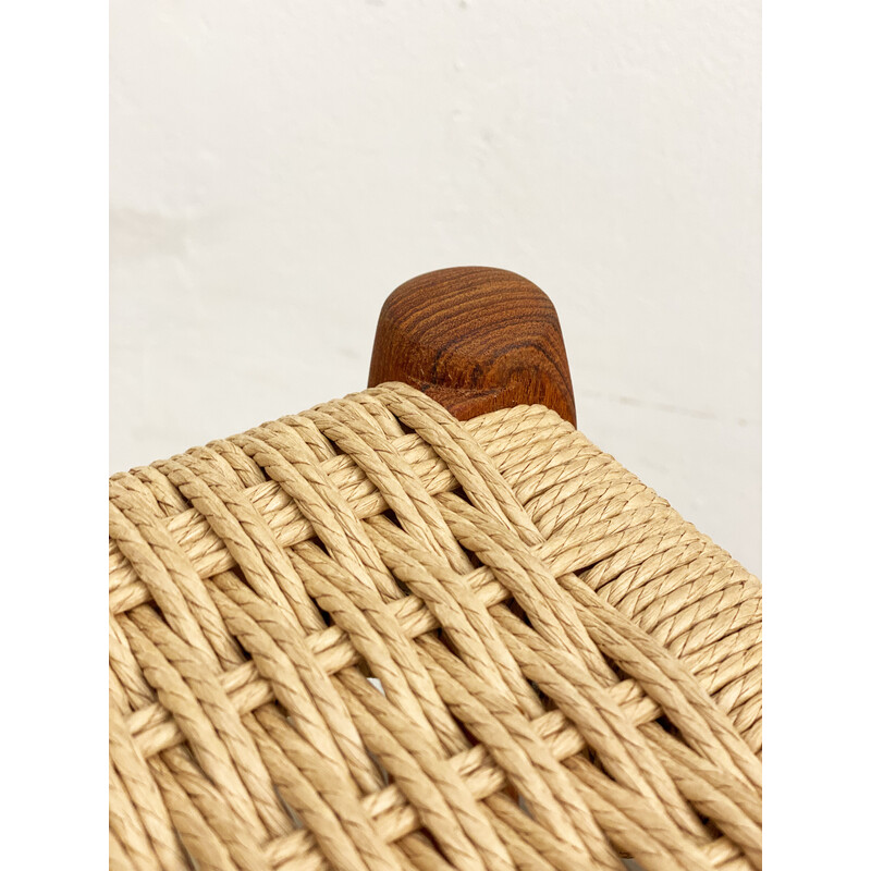 Danish mid-century model 80A stool in teak with paper mesh by Niels O. Møller for Jl Mollers, 1950s