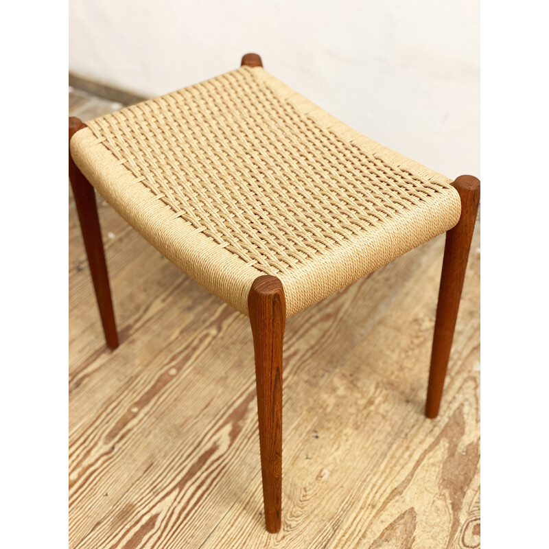 Danish mid-century model 80A stool in teak with paper mesh by Niels O. Møller for Jl Mollers, 1950s