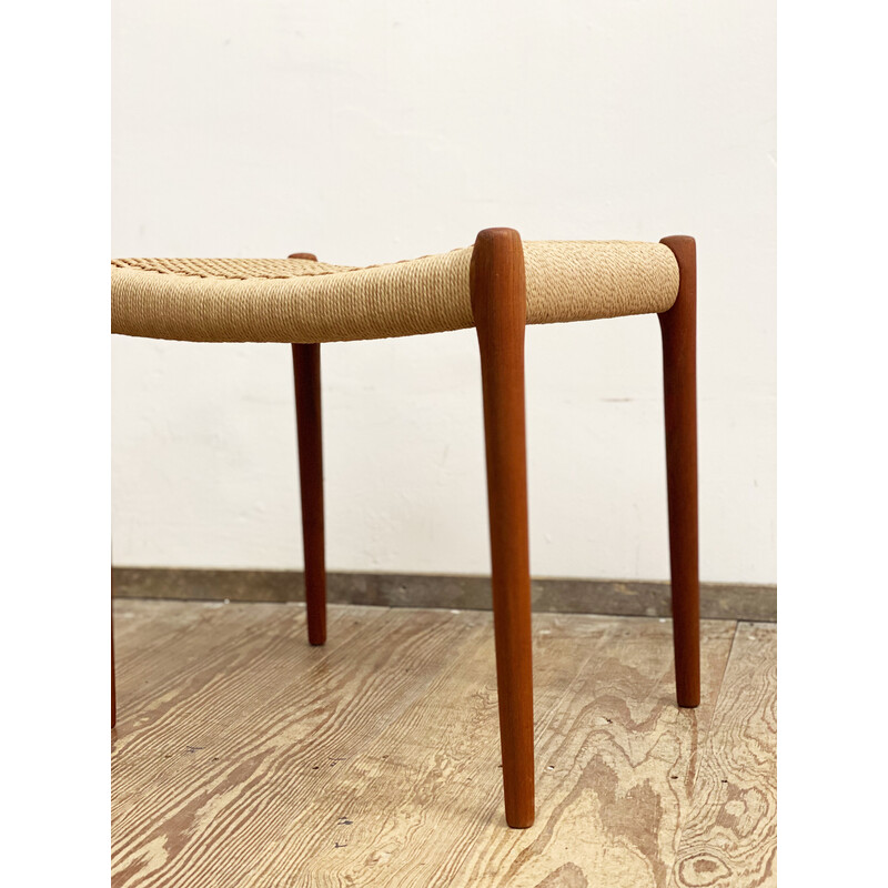 Tabouret danois vintage modèle 80A en teck avec filet en papier par Niels O. Møller pour Jl Mollers, 1950