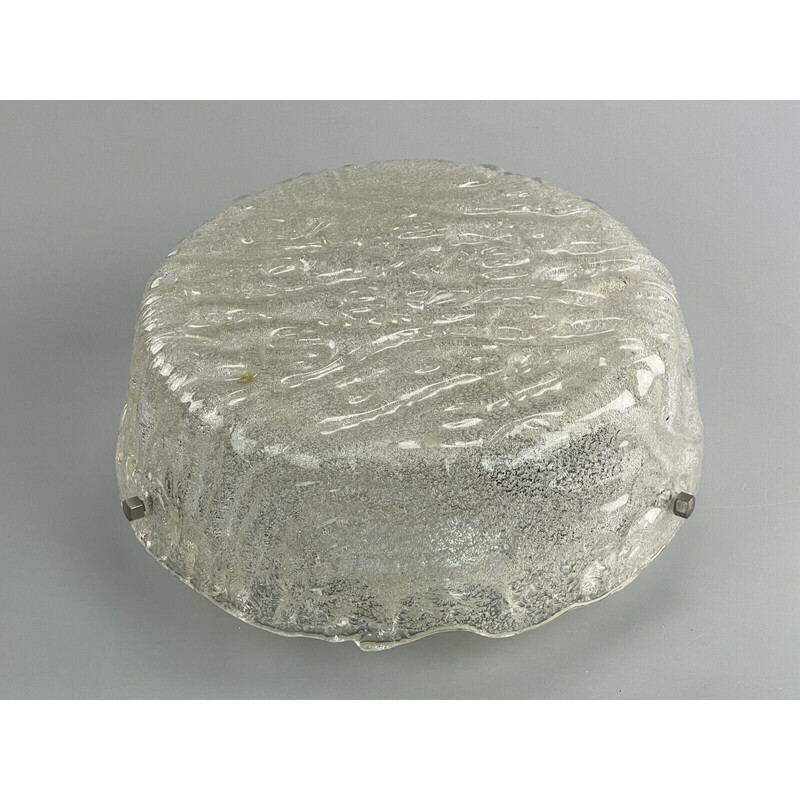 Plafonnier vintage en verre glacé, 1960-1970