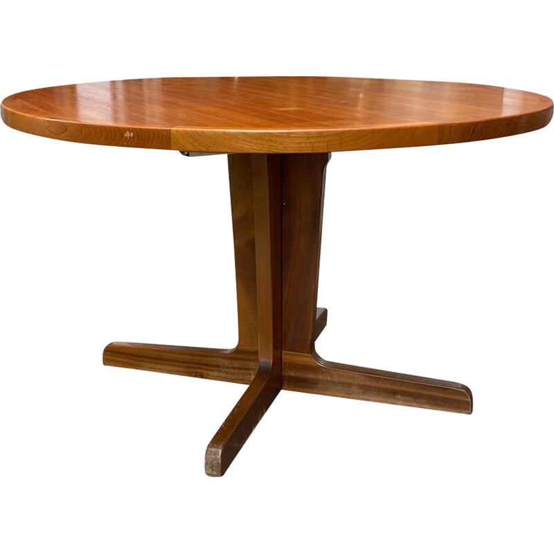 Vintage extendable teak round table, 1960s