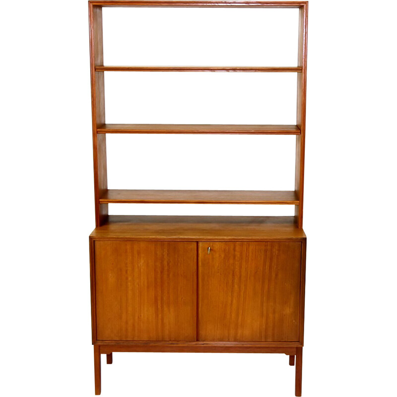 Vintage teak chest of drawers with bookcase, Sweden 1960