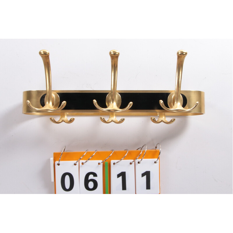 Vintage brass wall coat rack, 1970