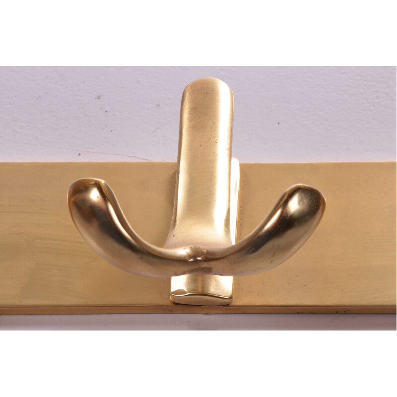 Vintage brass wall coat rack, 1970