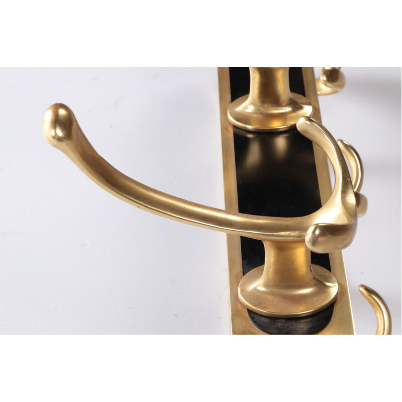 Vintage brass wall coat rack, 1970