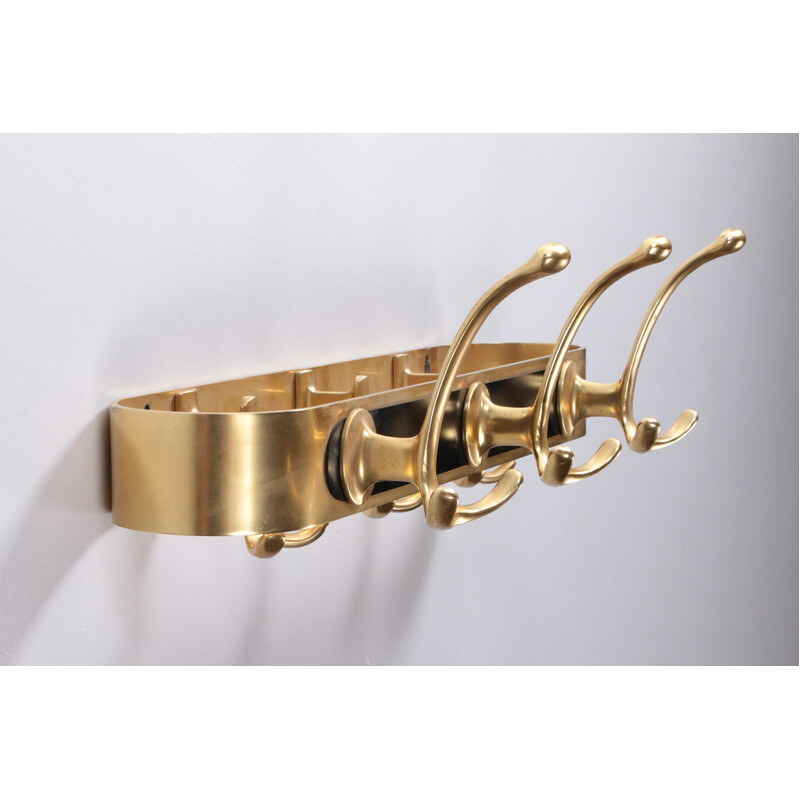 Vintage brass wall coat rack, 1970