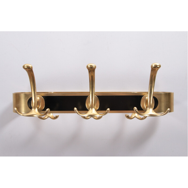 Vintage brass wall coat rack, 1970