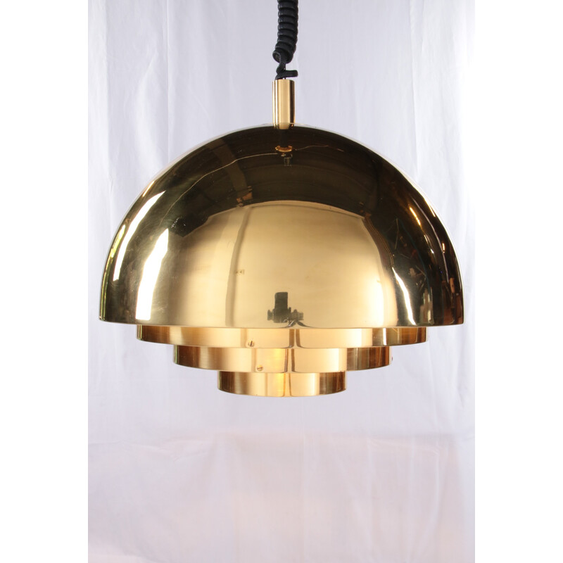 Vintage brass pendant lamp by Vereinigte Werkstatten München, Germany 1960