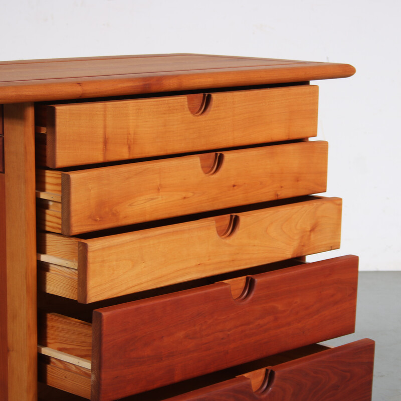 Vintage oakwood chest of drawers by Maison Regain, France 1970s