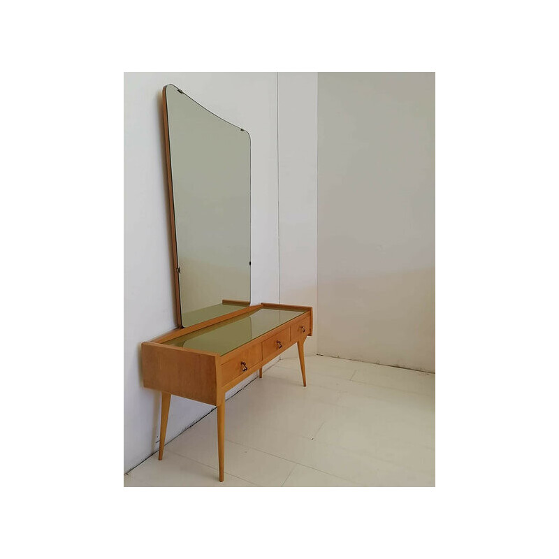Mesa de toucador de madeira italiana vintage, 1950-1960