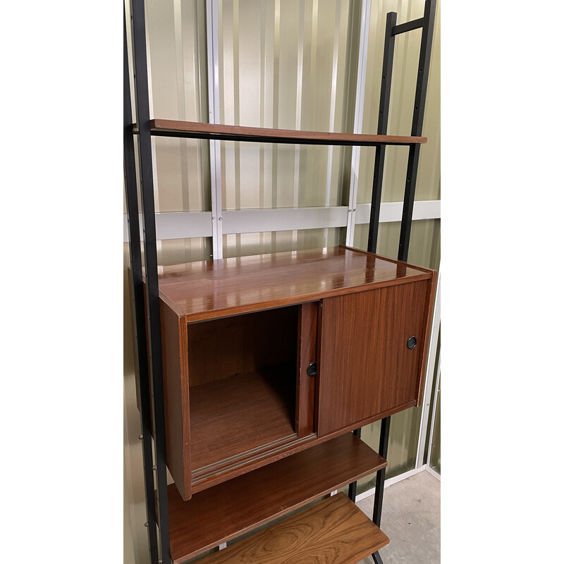 Vintage Italian teak and metal bookcase, 1960