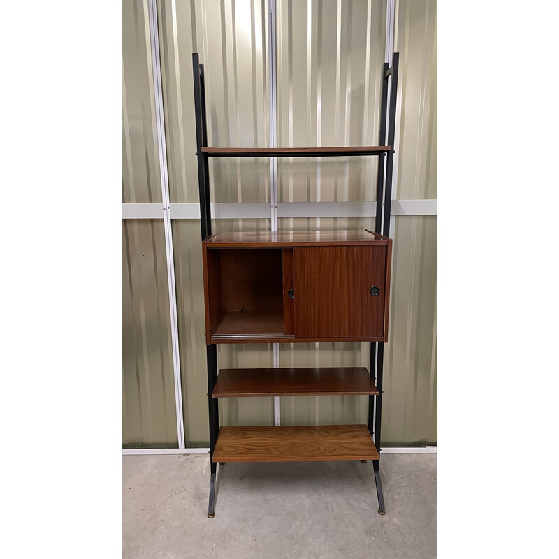 Vintage Italian teak and metal bookcase, 1960