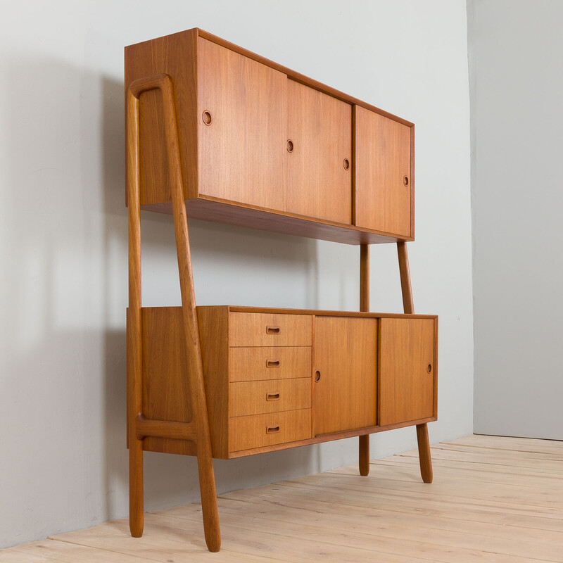 Danish vintage double sideboard hutch in teak model 3 by Gunni Omann for Oman Junn Møbelfabrik, 1950-1960s