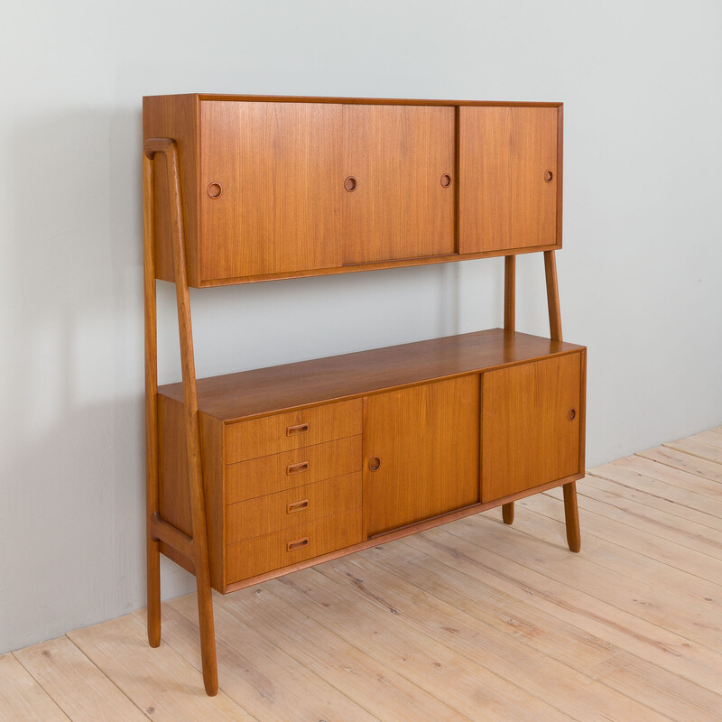 Danish vintage double sideboard hutch in teak model 3 by Gunni Omann for Oman Junn Møbelfabrik, 1950-1960s