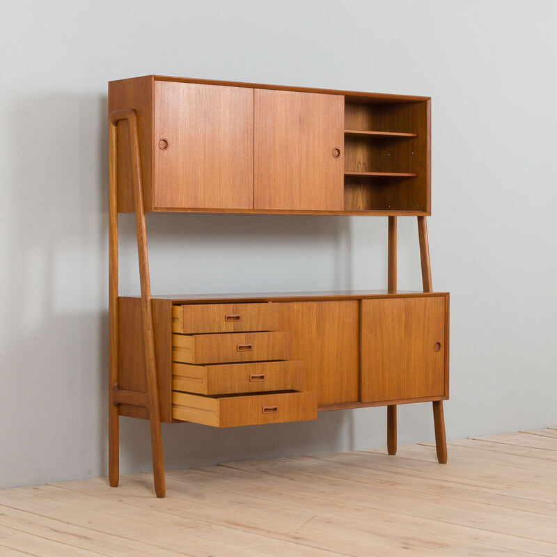 Danish vintage double sideboard hutch in teak model 3 by Gunni Omann for Oman Junn Møbelfabrik, 1950-1960s