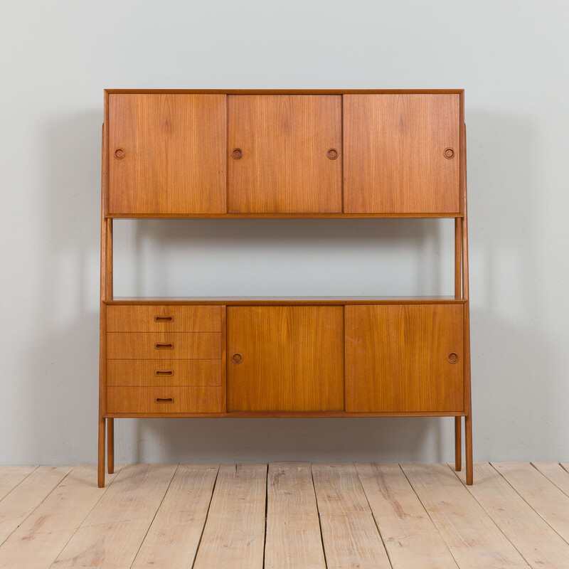 Danish vintage double sideboard hutch in teak model 3 by Gunni Omann for Oman Junn Møbelfabrik, 1950-1960s