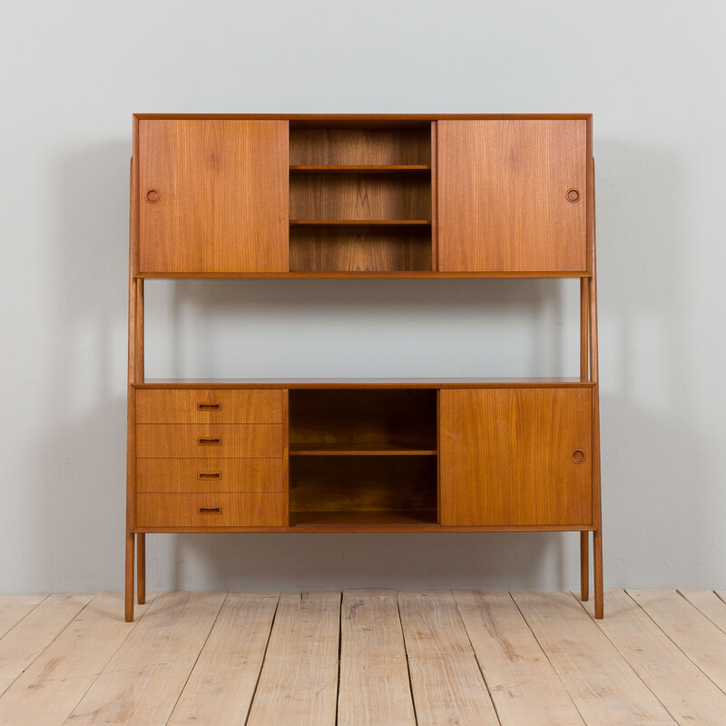 Danish vintage double sideboard hutch in teak model 3 by Gunni Omann for Oman Junn Møbelfabrik, 1950-1960s