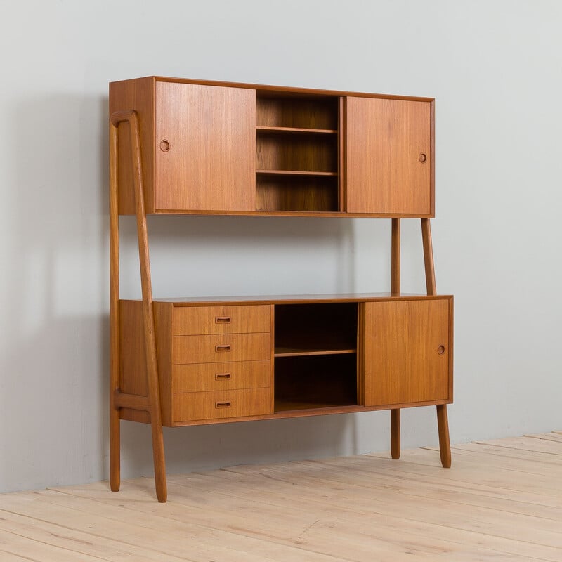 Danish vintage double sideboard hutch in teak model 3 by Gunni Omann for Oman Junn Møbelfabrik, 1950-1960s