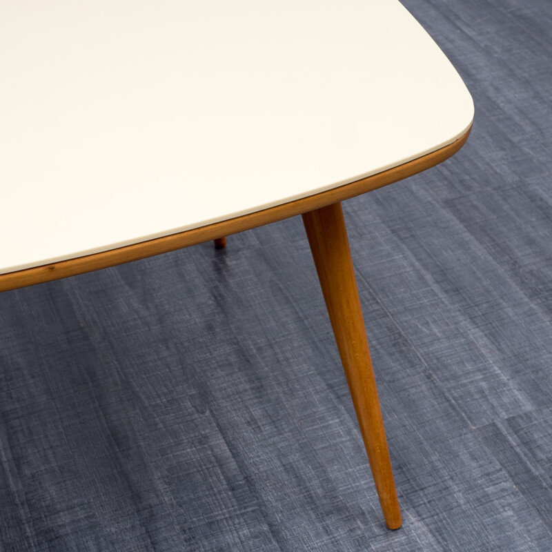 Coffee table with creme-white glass top - 1960s