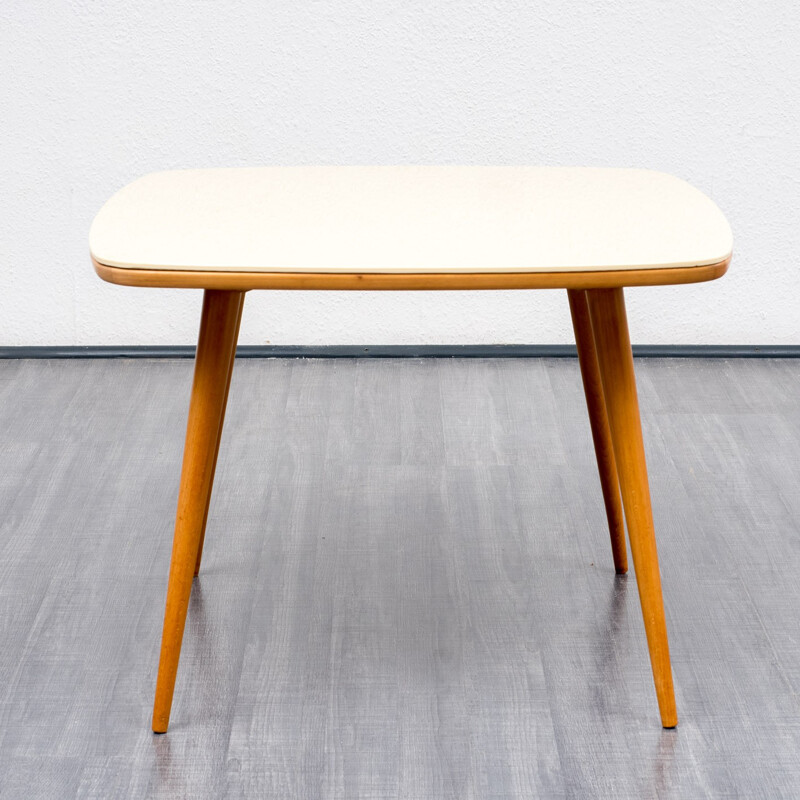 Table basse avec dessus en verre blanc crème - 1960