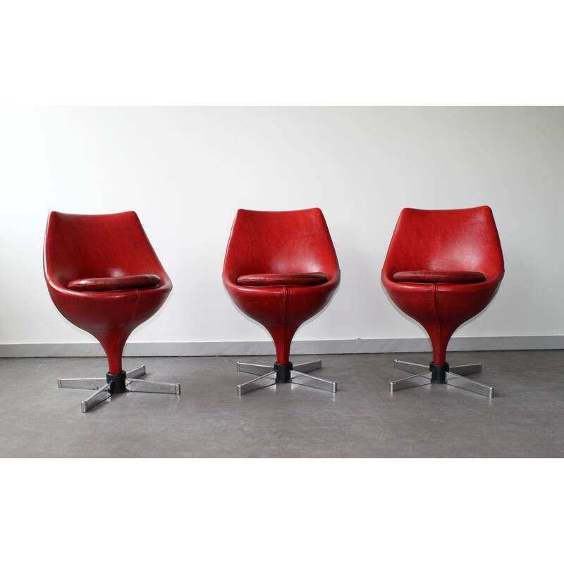 Set of 3 vintage armchairs Paris by Pierre Guariche for Meurop, 1969