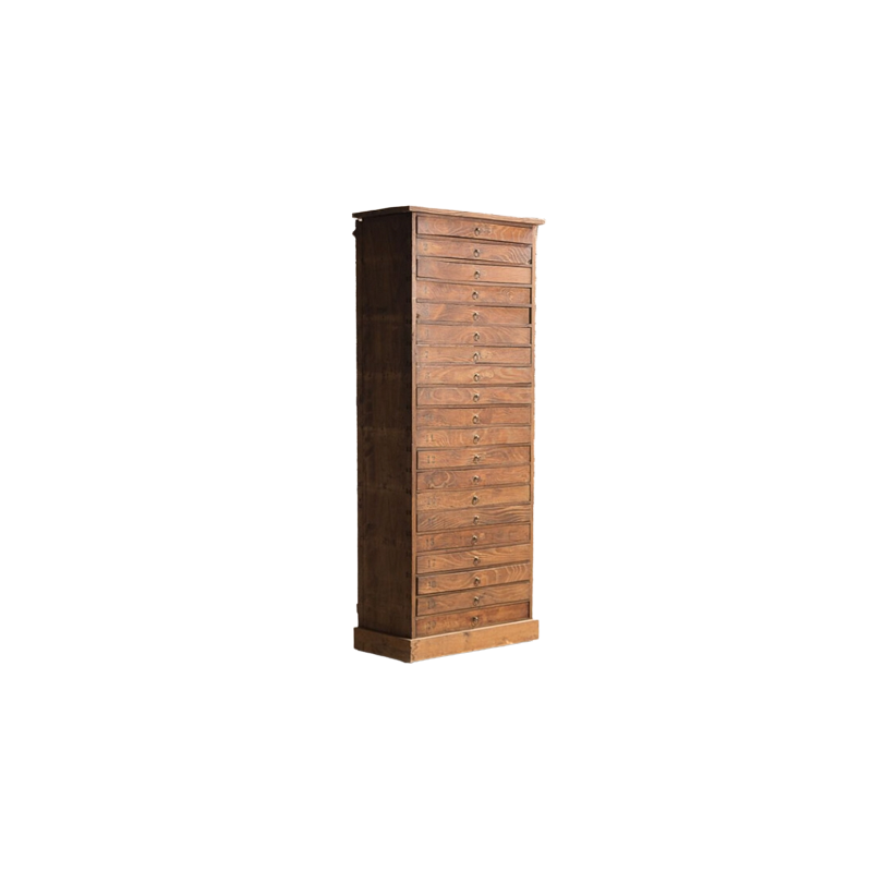 Colonna in legno massiccio con 20 cassetti