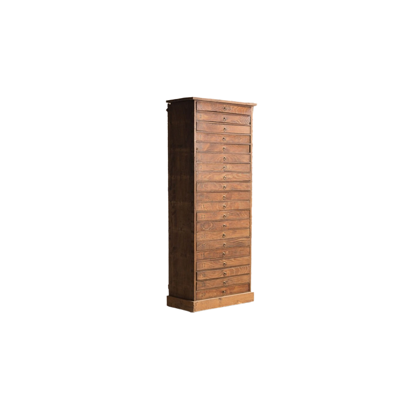 Säule aus Massivholz, ausgestattet mit 20 Schubladen