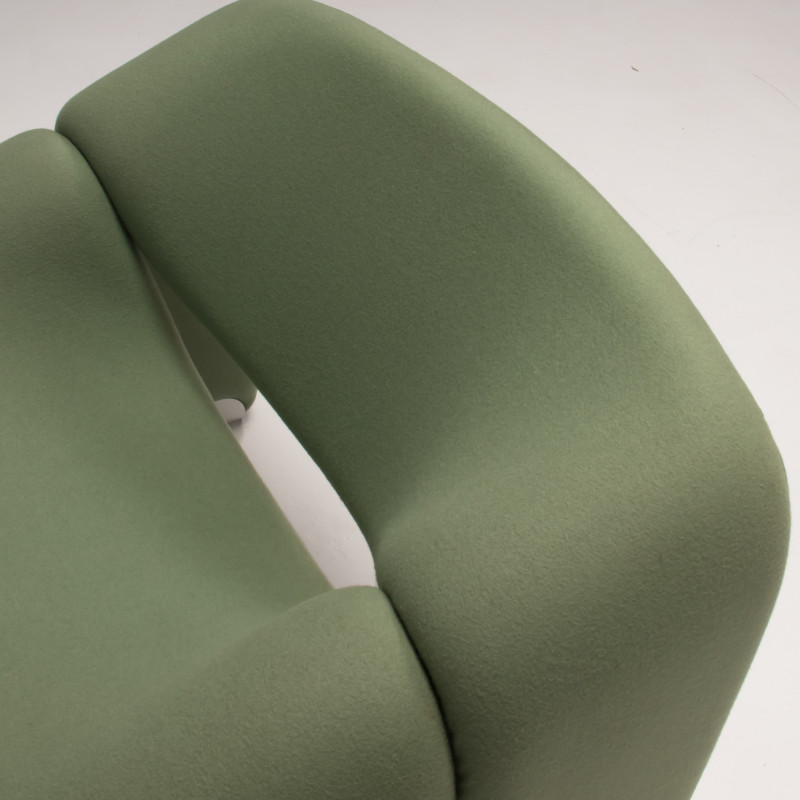 Pair of vintage pale green fabric F598 Groovy armchair by Pierre Paulin for Artifort