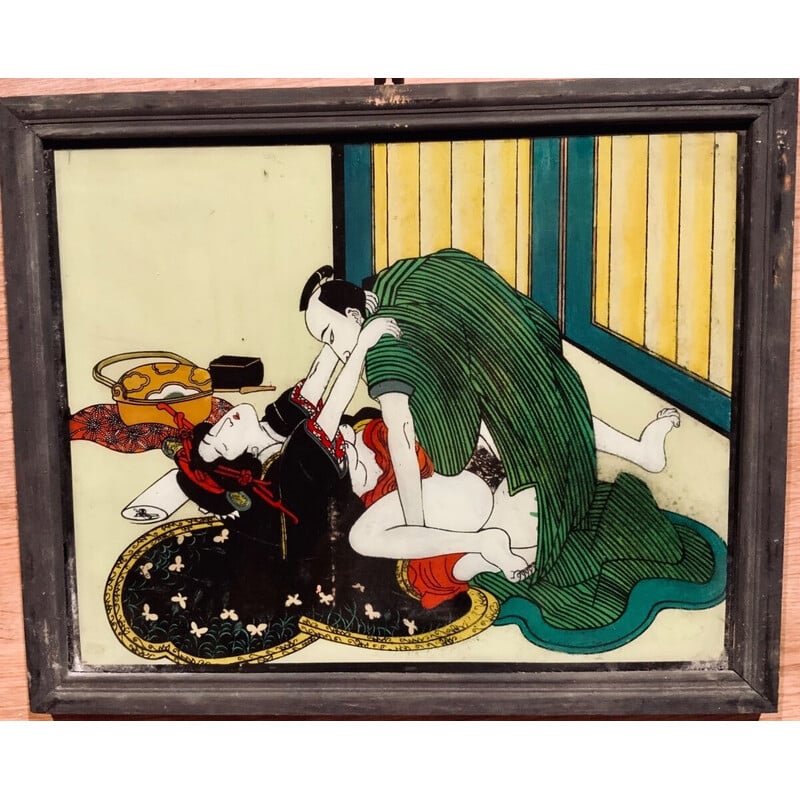 Peinture vintage "De Kamasutra Sur Verre"