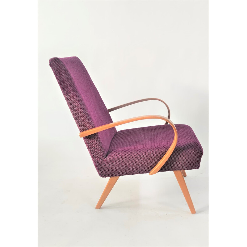 Pair of mid-century armchairs in purple by Jaroslav Šmídek, Czechoslovakia 1960s