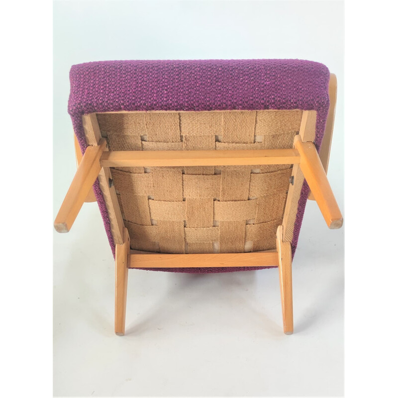 Pair of mid-century armchairs in purple by Jaroslav Šmídek, Czechoslovakia 1960s