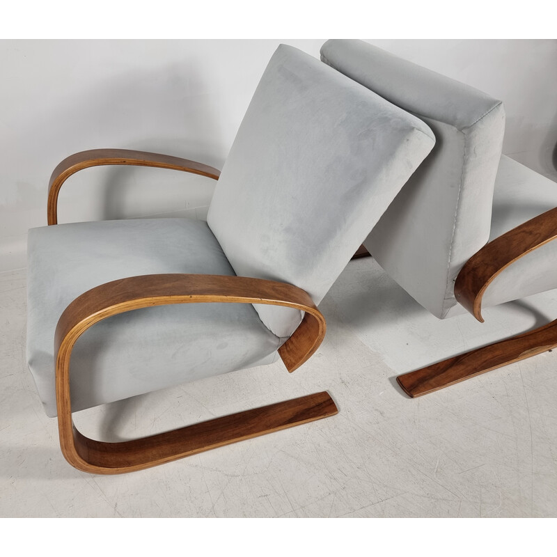 Paar vintage walnoten fauteuils van Miroslav Navratil voor Up Zavody, 1940