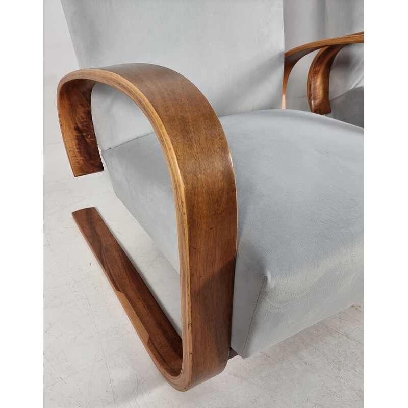 Pair of vintage armchairs in walnut by Miroslav Navratil for Up Zavody, 1940s