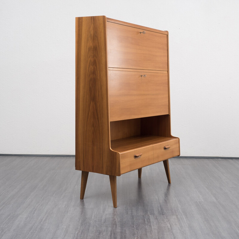 Highboard with secretary in walnut veneer - 1950s