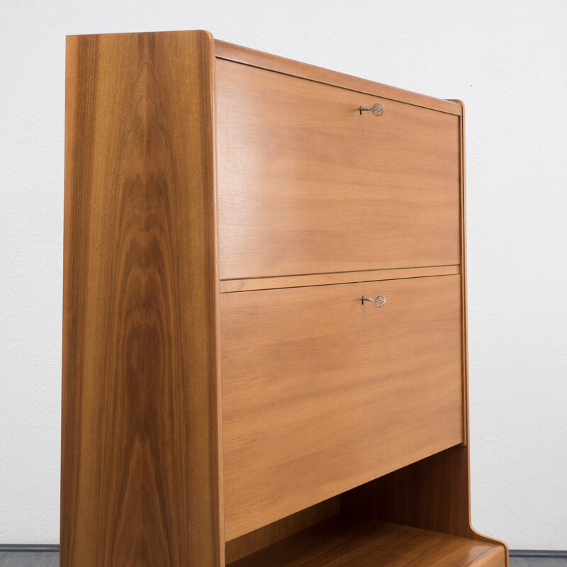 Highboard with secretary in walnut veneer - 1950s