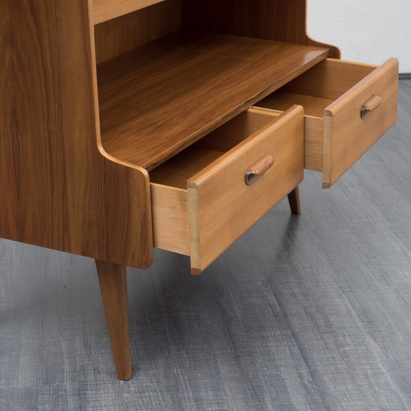 Highboard with secretary in walnut veneer - 1950s