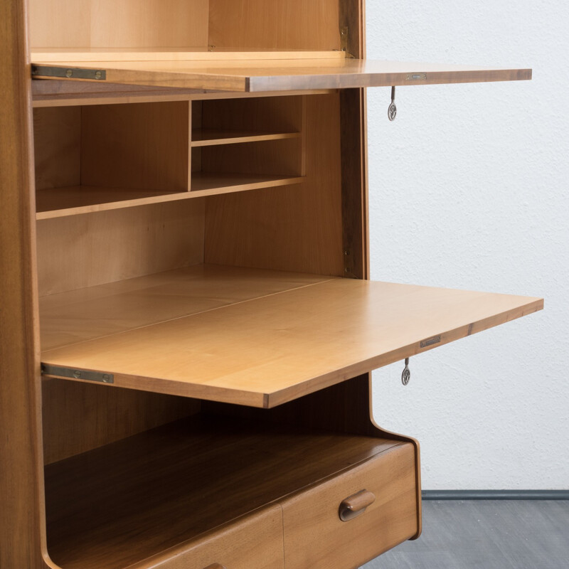 Highboard with secretary in walnut veneer - 1950s