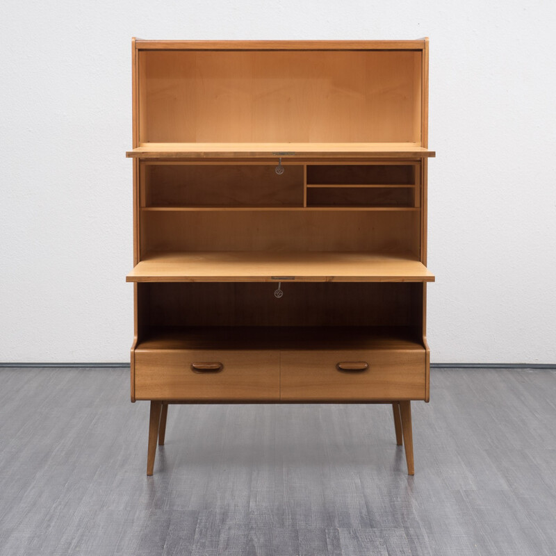 Highboard with secretary in walnut veneer - 1950s