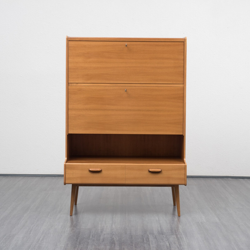 Highboard with secretary in walnut veneer - 1950s