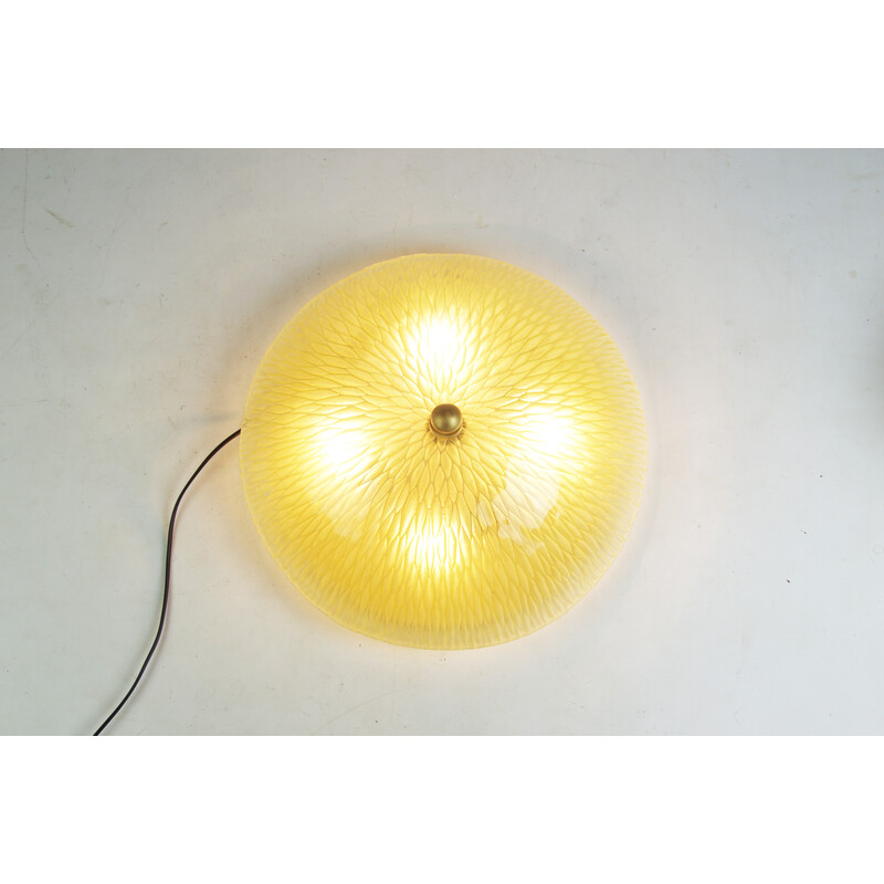 Mid century ceiling lamp in honey glass by Italamp, Italy 1980s