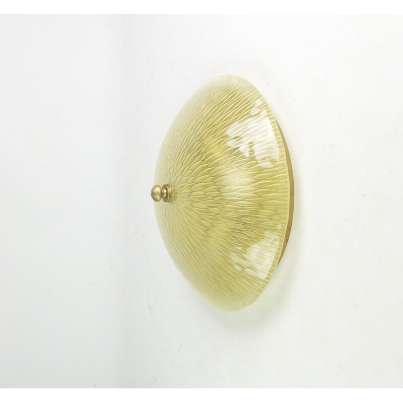 Vintage honingglas plafondlamp van Italamp, Italië 1980