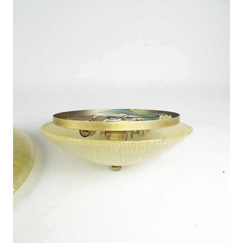 Mid century ceiling lamp in honey glass by Italamp, Italy 1980s