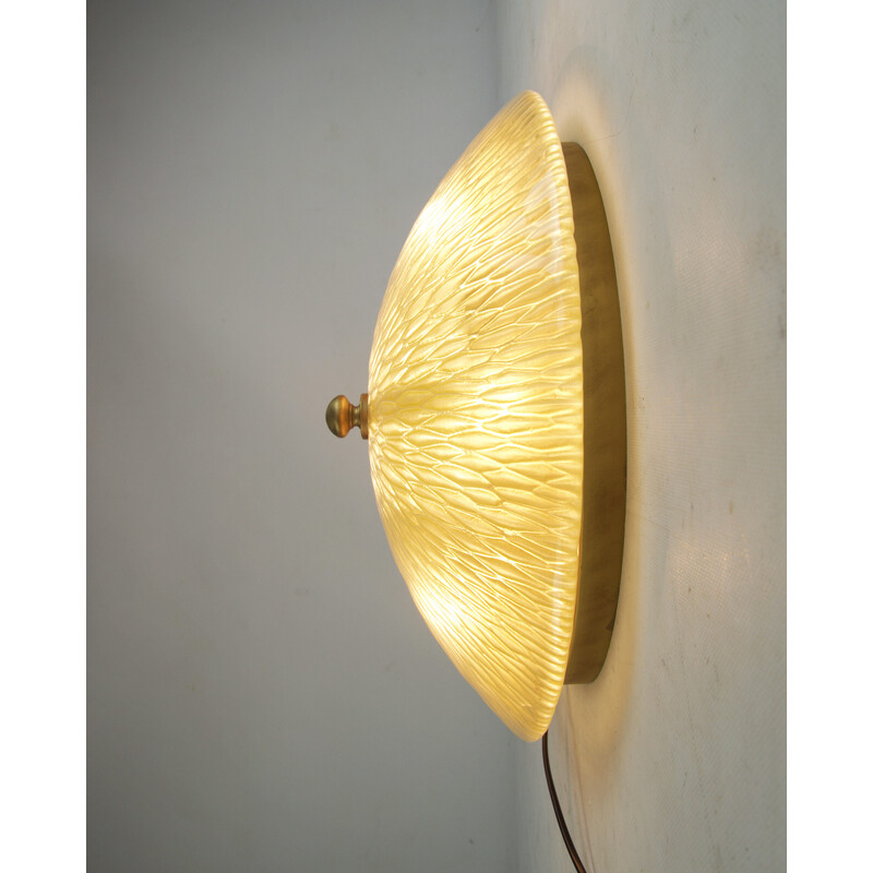 Mid century ceiling lamp in honey glass by Italamp, Italy 1980s