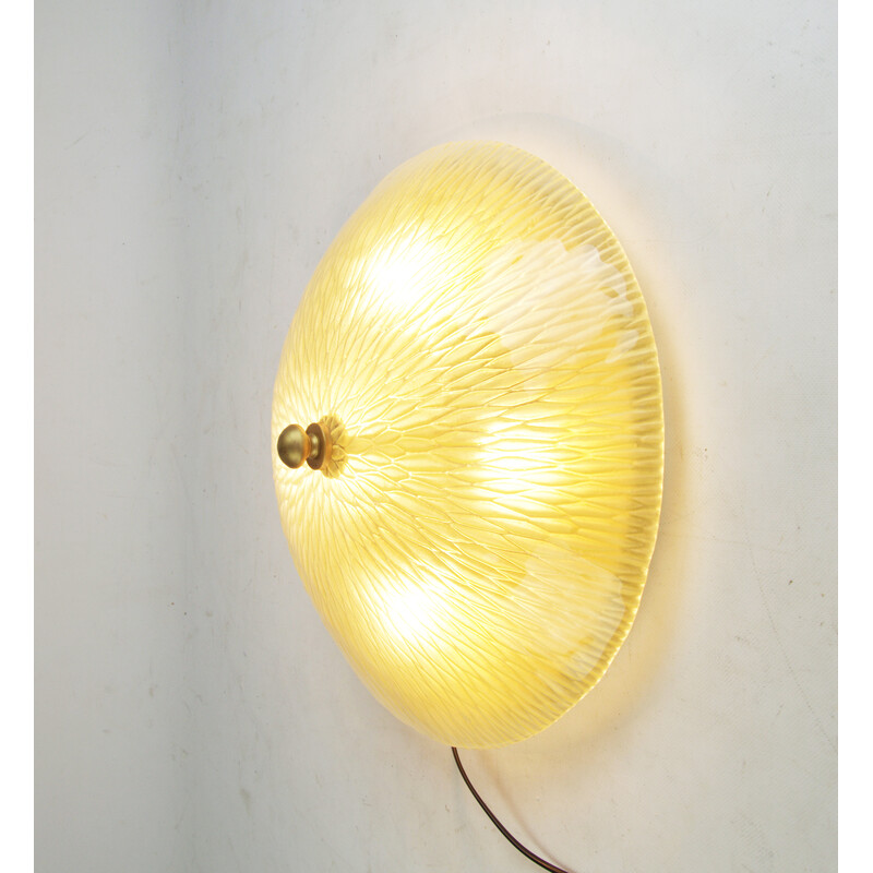 Mid century ceiling lamp in honey glass by Italamp, Italy 1980s