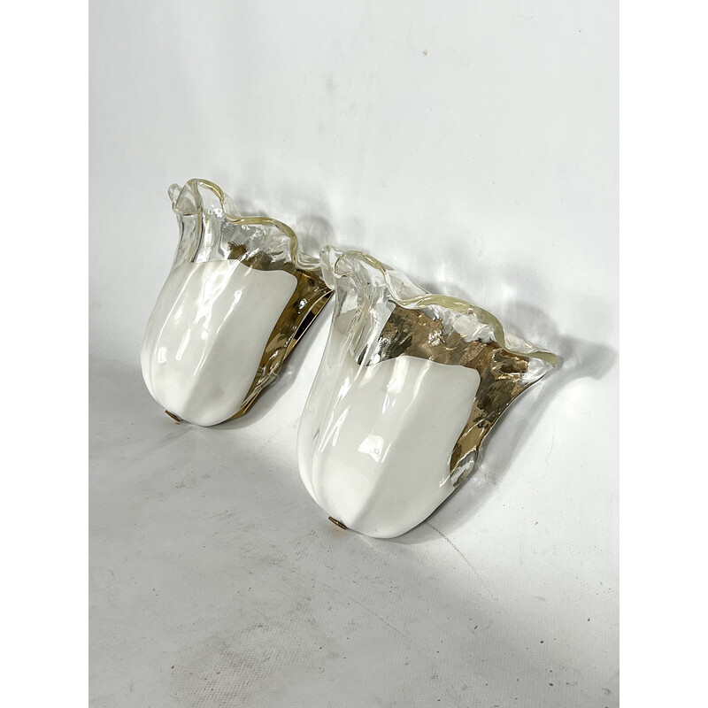 Pair of vintage Italian wall lamps in Murano glass by La Murrina, 1970